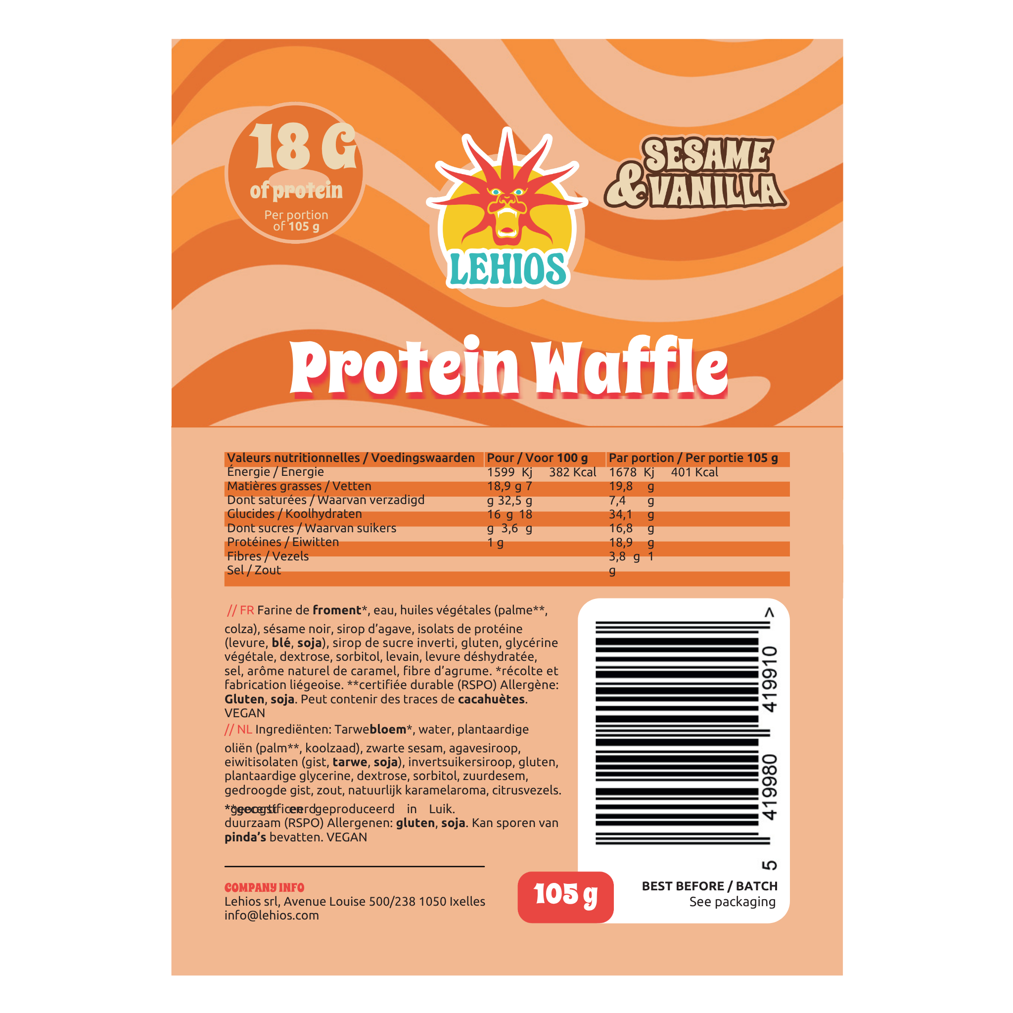 Gaufres Protéinées (8 pièces): Sesame & Vanilla