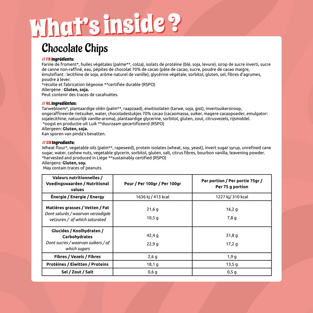 Cookies Protéinés (12 pièces): Chocolate Chips