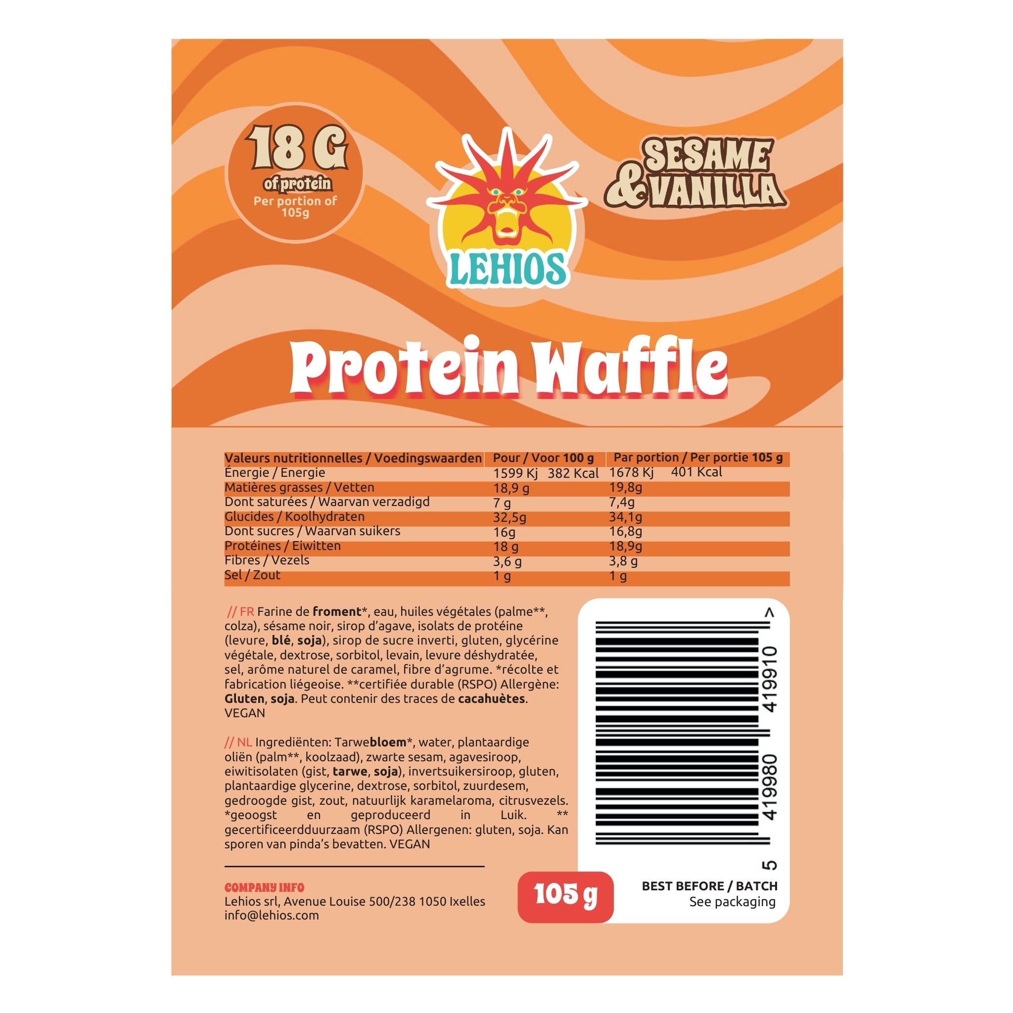 Gaufres Protéinées (8 pièces): Sesame & Vanilla